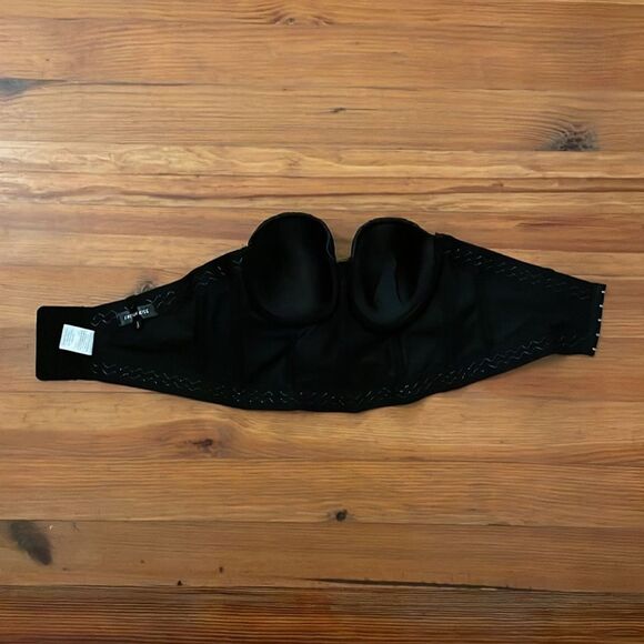 French Kiss Black Strapless Bustier Corset Womens Size Large Underwire Padded - Picture 9 of 13